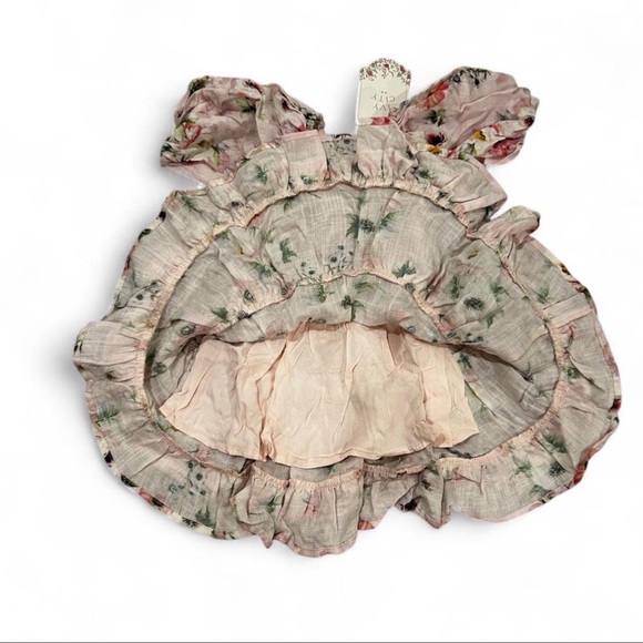 NWT Ivy City Co Mini Roselyn Pink Dress SIZE 12-18 mo Puff sleeve Cotton Linen - Picture 4 of 7